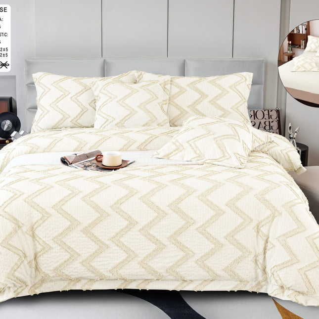 Lenjerie Deluxe Relief, Bumbac+In, grofate, 6 piese, cearșaf cu elastic DRG1