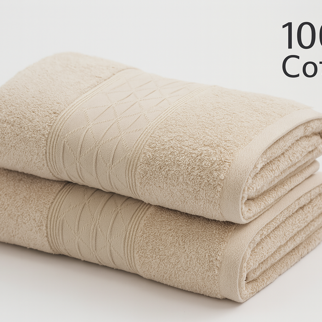 Set de 2 prosoape Bumbac 100%, Crem, Cod: PPRP8