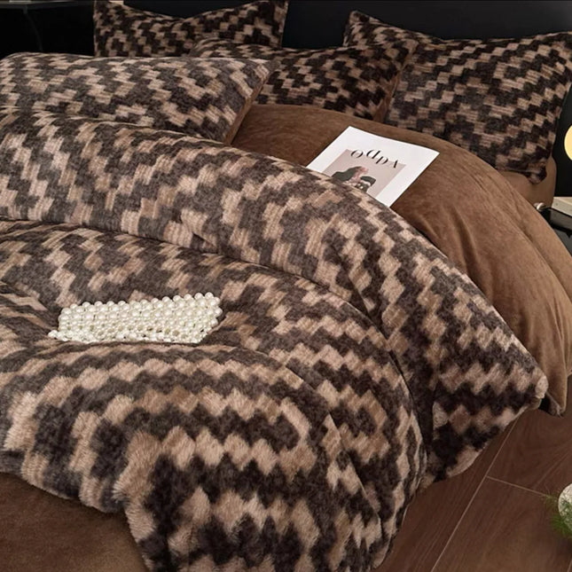 Set de Lux din blană de iepure artificială, 6 piese, cearșaf cu elastic Cod: BYE55