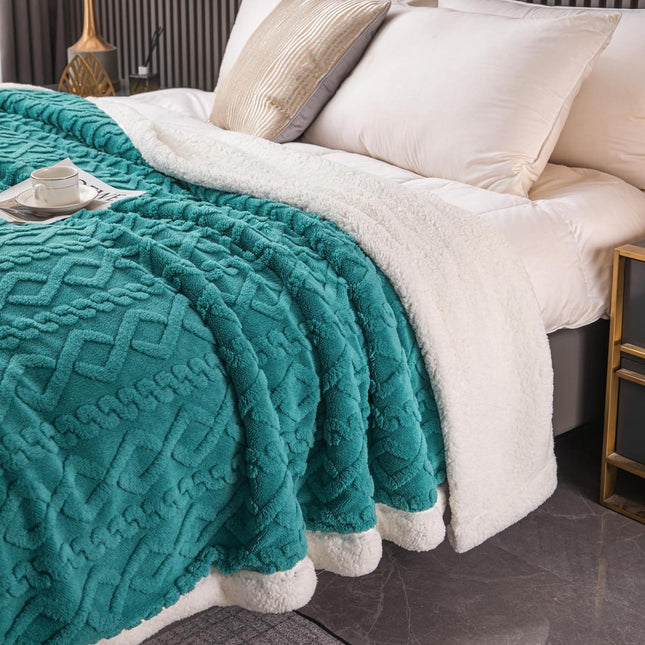 Patura Cocolino cu Blanita, Model Tricotat, Pat 2 Persoane, 200x230 cm, cod: EXP15