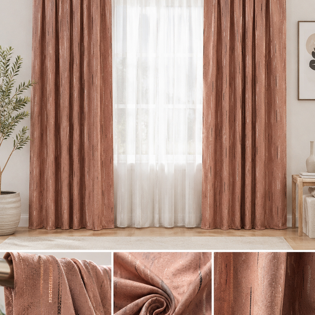Set 2 Draperii RS Maro cu Model Jacquard |Rejansă | Total 300 x 250 cm, Cod: RS05