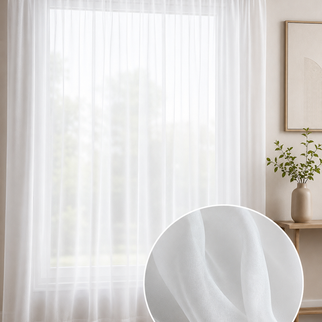 Perdea Voal Alb Premium – Rejansă – 300 x 250 cm, Cod: VL1