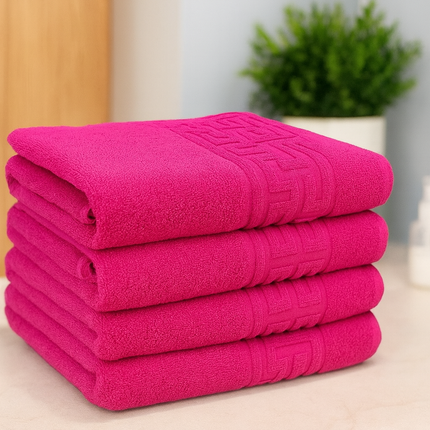 Set de 4 prosoape din bumbac 100% cu putere mare de absortie roz fucsia– 50 x 90 cm Elegance