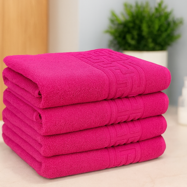 Set de 4 prosoape din bumbac 100% cu putere mare de absortie roz fucsia– 50 x 90 cm Elegance