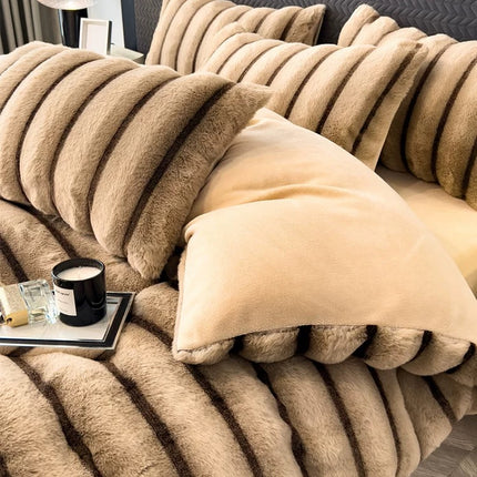 Set de Lux din blană de iepure artificială, 4 piese, Cod: BY10