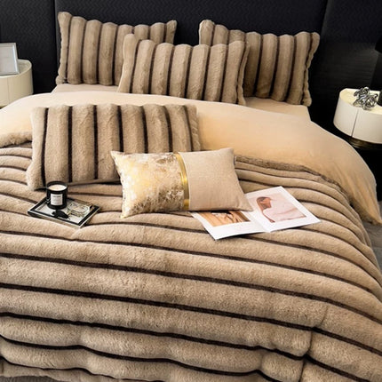 Set de Lux din blană de iepure artificială, 4 piese, Cod: BY10