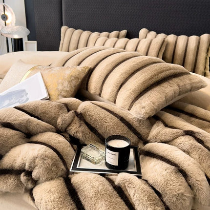 Set de Lux din blană de iepure artificială, 4 piese, Cod: BY10