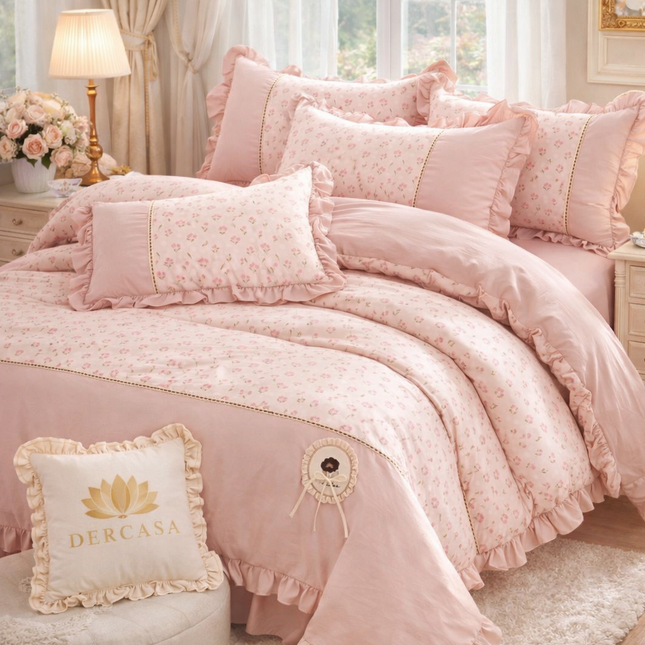 Lenjerie DELUXE din Bumbac Soft Touch cu volănașe Cod: FB82