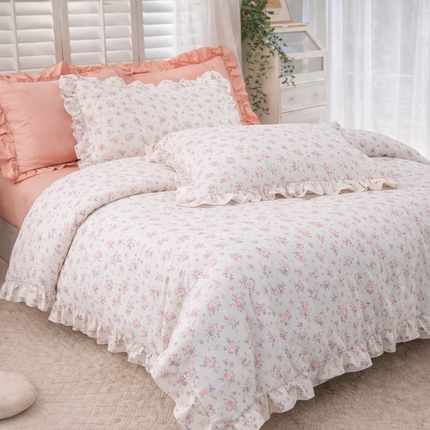 Lenjerie DELUXE din Bumbac fin cu volănașe, 6 piese, Cod: FBP22