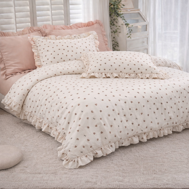 Lenjerie DELUXE din Bumbac fin cu volănașe, 6 piese, Cod: FBP30