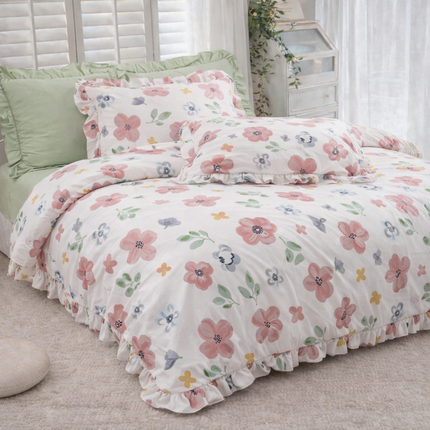 Lenjerie DELUXE din Bumbac fin cu volănașe, 6 piese, Cod: FBP34