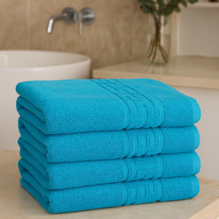 Set de 4 prosoape din bumbac 100% cu putere mare de absortie Turcoaz– 50 x 90 cm Elegance