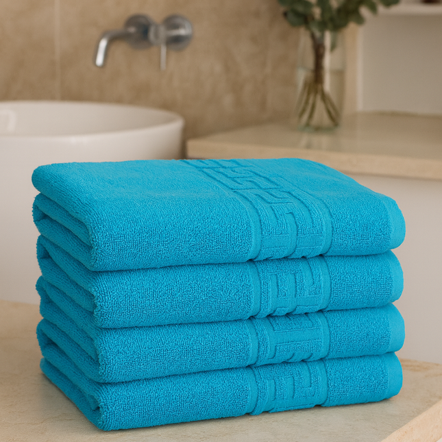 Set de 4 prosoape din bumbac 100% cu putere mare de absortie Turcoaz– 50 x 90 cm Elegance