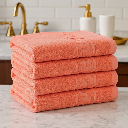 Set de 4 prosoape din bumbac 100% cu putere mare de absortie Somon– 50 x 90 cm Elegance