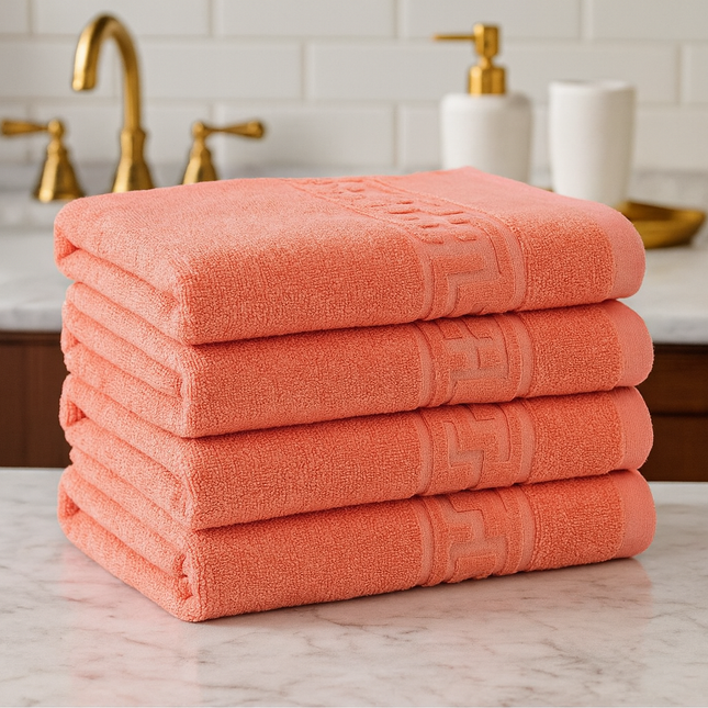 Set de 4 prosoape din bumbac 100% cu putere mare de absortie Somon– 50 x 90 cm Elegance