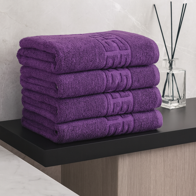 Set de 4 prosoape din bumbac 100% cu putere mare de absortie Mov– 50 x 90 cm Elegance