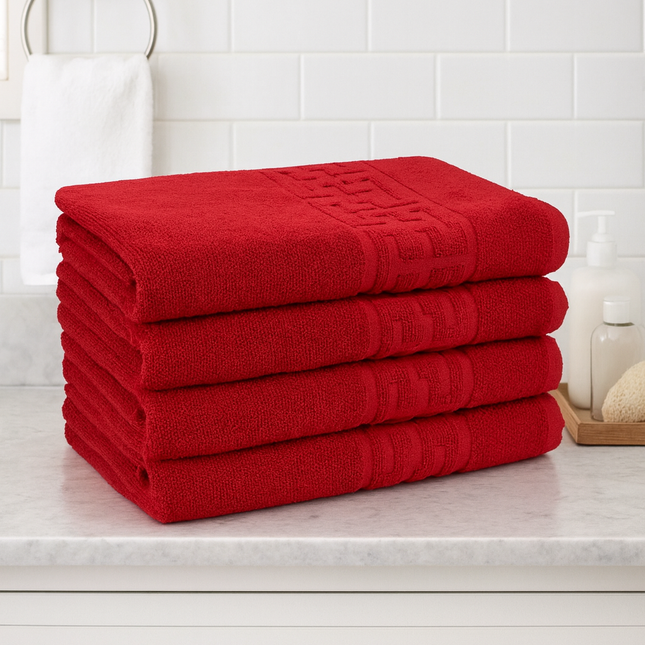 Set de 4 prosoape din bumbac 100% cu putere mare de absortie Rosii– 50 x 90 cm Elegance