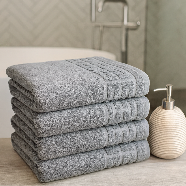 Set de 4 prosoape din bumbac 100% cu putere mare de absortie Gri– 50 x 90 cm Elegance