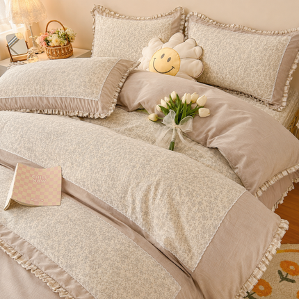 Lenjerie DELUXE din Bumbac Soft Touch cu volănașe Cod: FB65