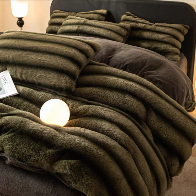 Set de Lux din blană de iepure artificială, 4 piese, Cod: BY15