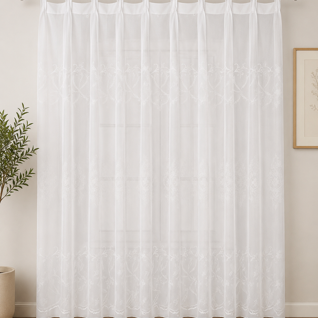Perdea brodată Essential Collection, Off White – 500 x 250 cm, cod: PVBP8