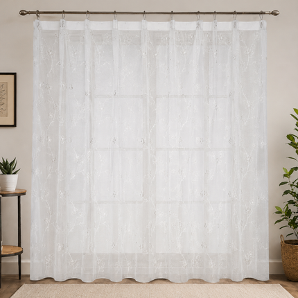 Perdea Brodată Essential Collection – Alb/Silver – 300 × 250 cm- cod: PVBP5