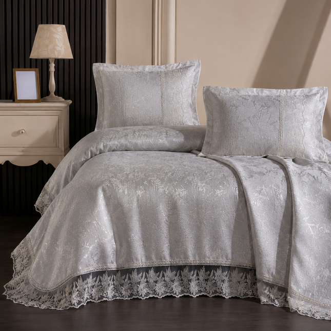 Cuvertură de Pat Premium Akay – Gri Elegant | 3 Piese, MBX4