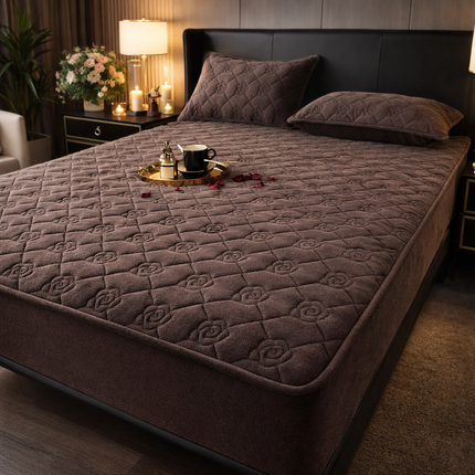 Husă / Topper saltea cu elastic, 140x200 cm, maro, Cod: TPY421