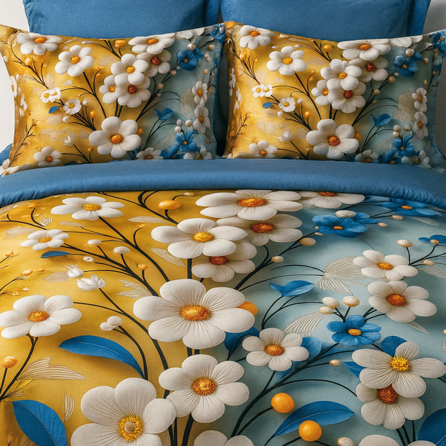 Lenjerie Premium cu efect panoramic 5D, cearșaf cu elastic, Cod: CDC-4