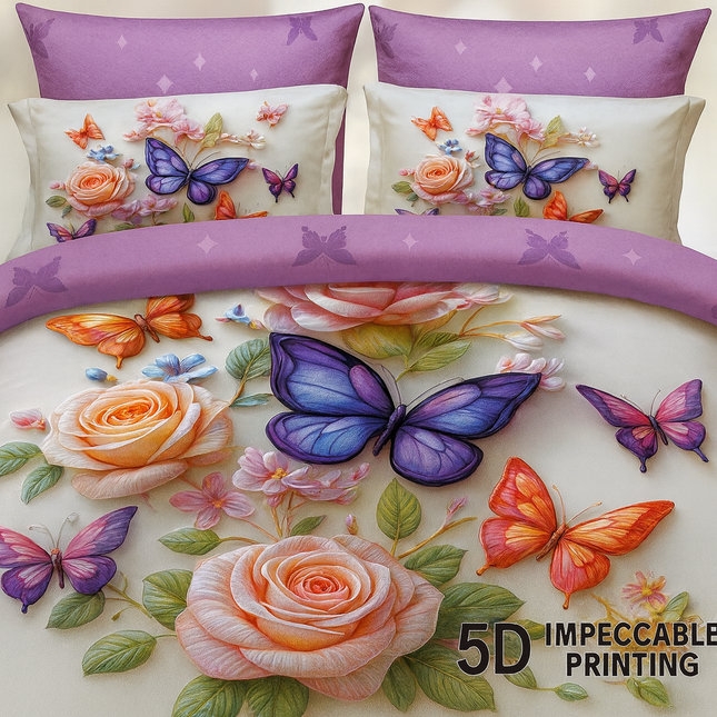 Lenjerie Premium cu efect panoramic 5D, cearșaf cu elastic, Cod: CDC-7
