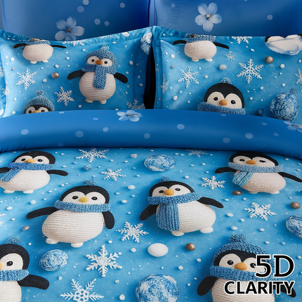 Lenjerie Premium cu efect panoramic 5D, cearșaf cu elastic, Cod: CDC-5