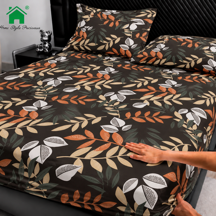 Husă de pat cu elastic din Bumbac Finet + 2 Fețe de Pernă, 180x200, Cod: DRM153