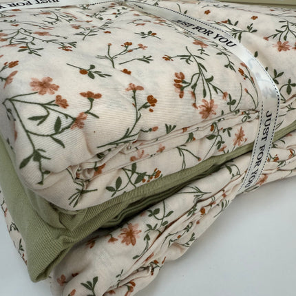 Lenjerie elastică premium din bumbac tricot – Design botanic, 4 piese, Cod: CTN02