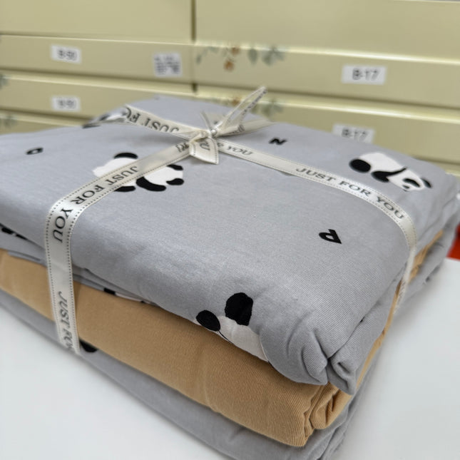 Lenjerie elastică premium din bumbac tricot – Design botanic, 4 piese, Cod: CTN15