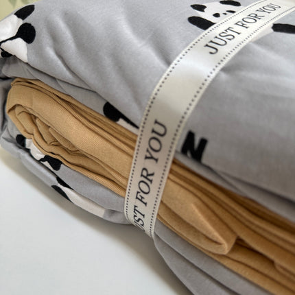 Lenjerie elastică premium din bumbac tricot – Design botanic, 4 piese, Cod: CTN15