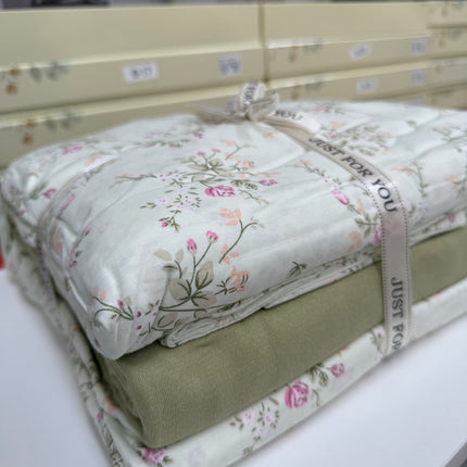 Lenjerie elastică premium din bumbac tricot – Design botanic, 4 piese, Cod: CTN16