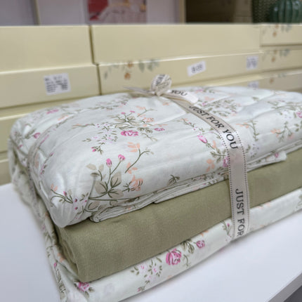Lenjerie elastică premium din bumbac tricot – Design botanic, 4 piese, Cod: CTN16
