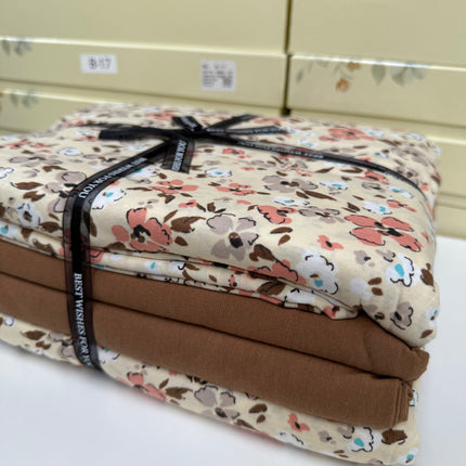 Lenjerie elastică premium din bumbac tricot – Design botanic, 4 piese, Cod: CTN17