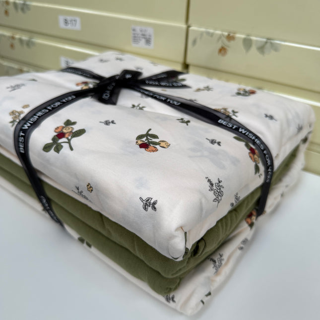 Lenjerie elastică premium din bumbac tricot – Design botanic, 4 piese, Cod: CTN19