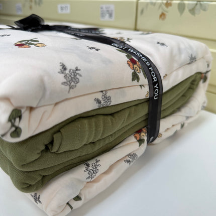 Lenjerie elastică premium din bumbac tricot – Design botanic, 4 piese, Cod: CTN19