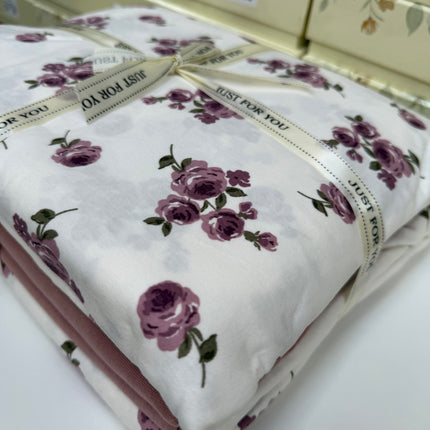 Lenjerie elastică premium din bumbac tricot – Design botanic, 4 piese, Cod: CTN20