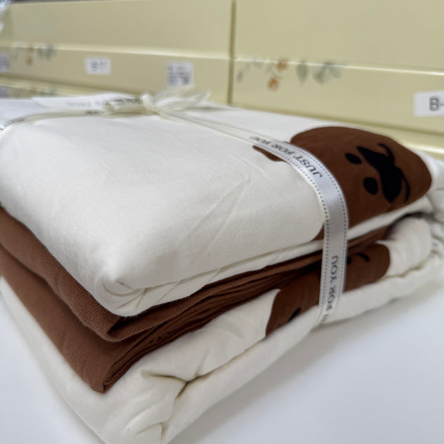 Lenjerie elastică premium din bumbac tricot – Design botanic, 4 piese, Cod: CTN24