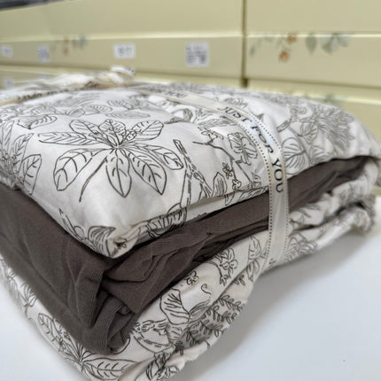 Lenjerie elastică premium din bumbac tricot – Design botanic, 4 piese, Cod: CTN25