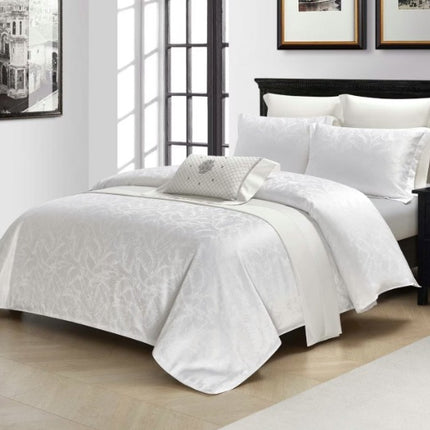 Set lenjerie de Lux jacquard, 4 piese, pat 2 persoane, cearșaf cu elastic Cod: JQC2