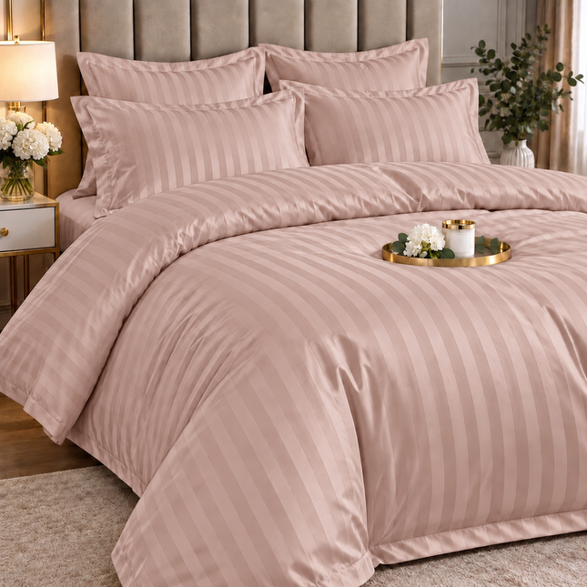 Lenjerie de Lux din Damasc Finetat Deluxe cu 6 piese-cearșaf de pat cu elastic Cod: DAE311