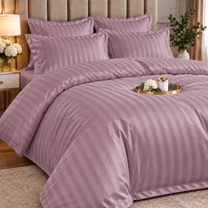 Lenjerie de Lux din Damasc Finetat Deluxe cu 6 piese-cearșaf de pat cu elastic Cod: DAE310