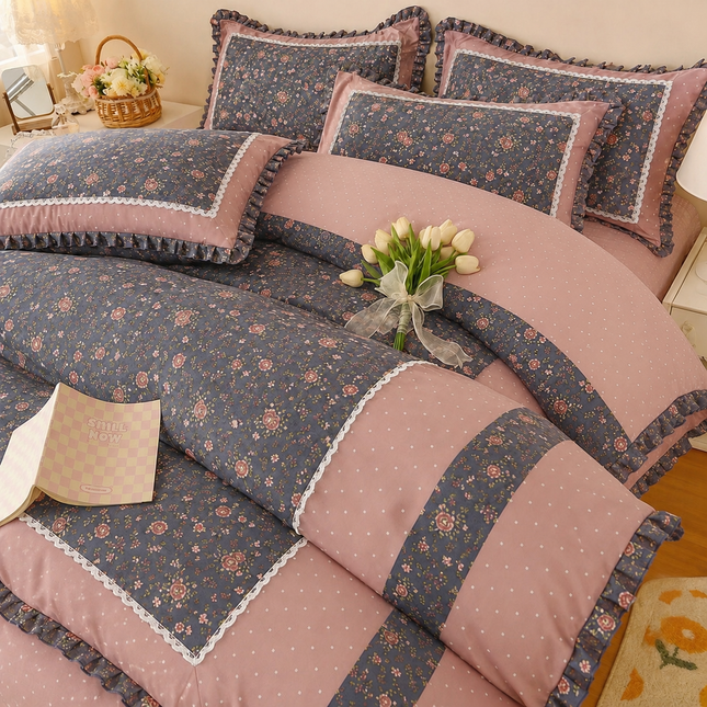 Lenjerie DELUXE din Bumbac Soft Touch cu volănașe Cod: FB43