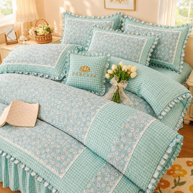 Lenjerie DELUXE din Bumbac Soft Touch cu volănașe Cod: FB38