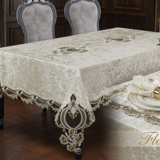 Față de masă tip in cu broderie – 160x220 cm – Eleganță și Protecție desăvârșită, Cod: FMPS24