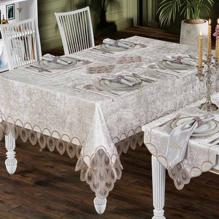 Față de masă tip in cu broderie – 160x220 cm – Eleganță și Protecție desăvârșită, Cod: FMPS13